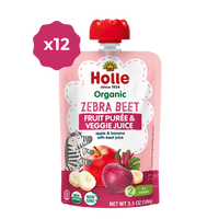Holle Baby Food Pouches - Organic Fruit & Veggie Puree - Zebra Beet (USA Version)