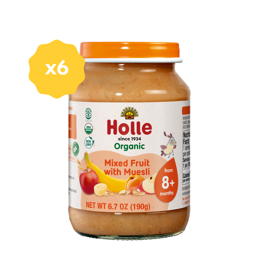 Holle Baby Food Jars - Mixed Fruit with Muesli - 6 Jars (USA Version)