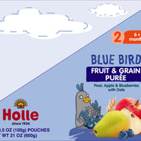 Holle Baby Food Pouches - Organic Fruit & Grain Puree - Blue Bird (USA Version)