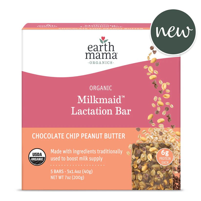 Earth Mama Organic Milkmaid Lactation Bars (Chocolate Chip Peanut Butter, 5ct) – Breastfeeding Snack Support - Formuland