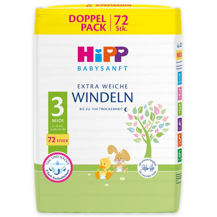 HiPP Extra Soft Diapers Size 3 (72 diapers) - Formuland