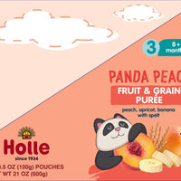 Holle Baby Food Pouches - Organic Fruit & Grain Puree - Panda Peach (USA Version) - Formuland