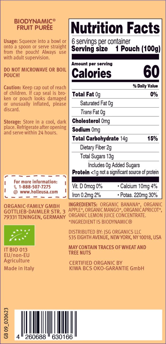 Holle Baby Food Pouches - Organic Fruit Puree - Banana Llama (USA Version) - Formuland