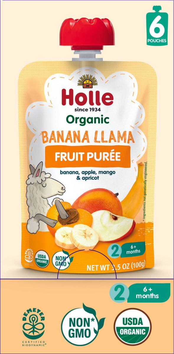 Holle Baby Food Pouches - Organic Fruit Puree - Banana Llama (USA Version) - Formuland