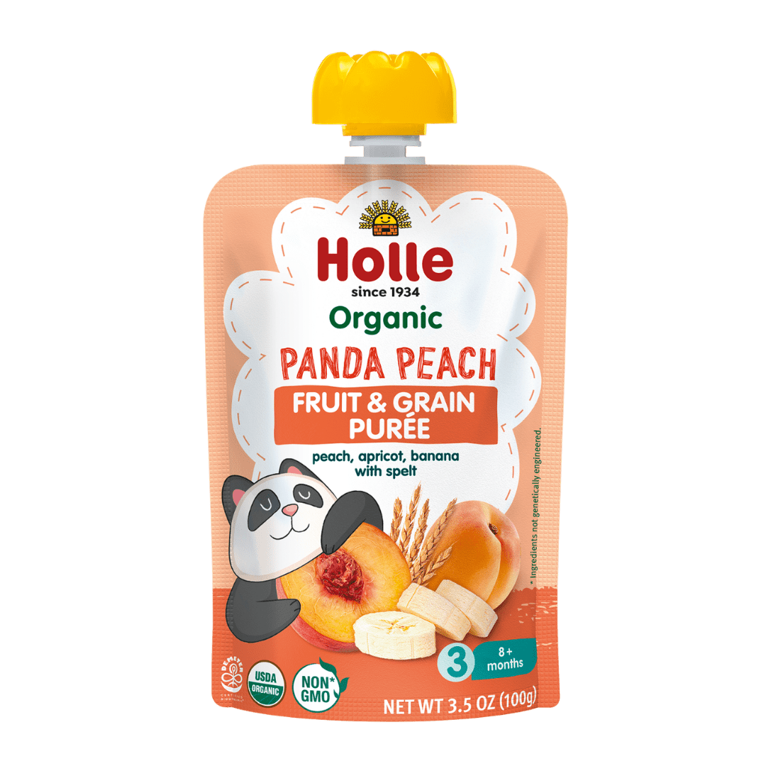 Holle Organic Panda Peach - Fruit & Grain Purée Pouches - Formuland