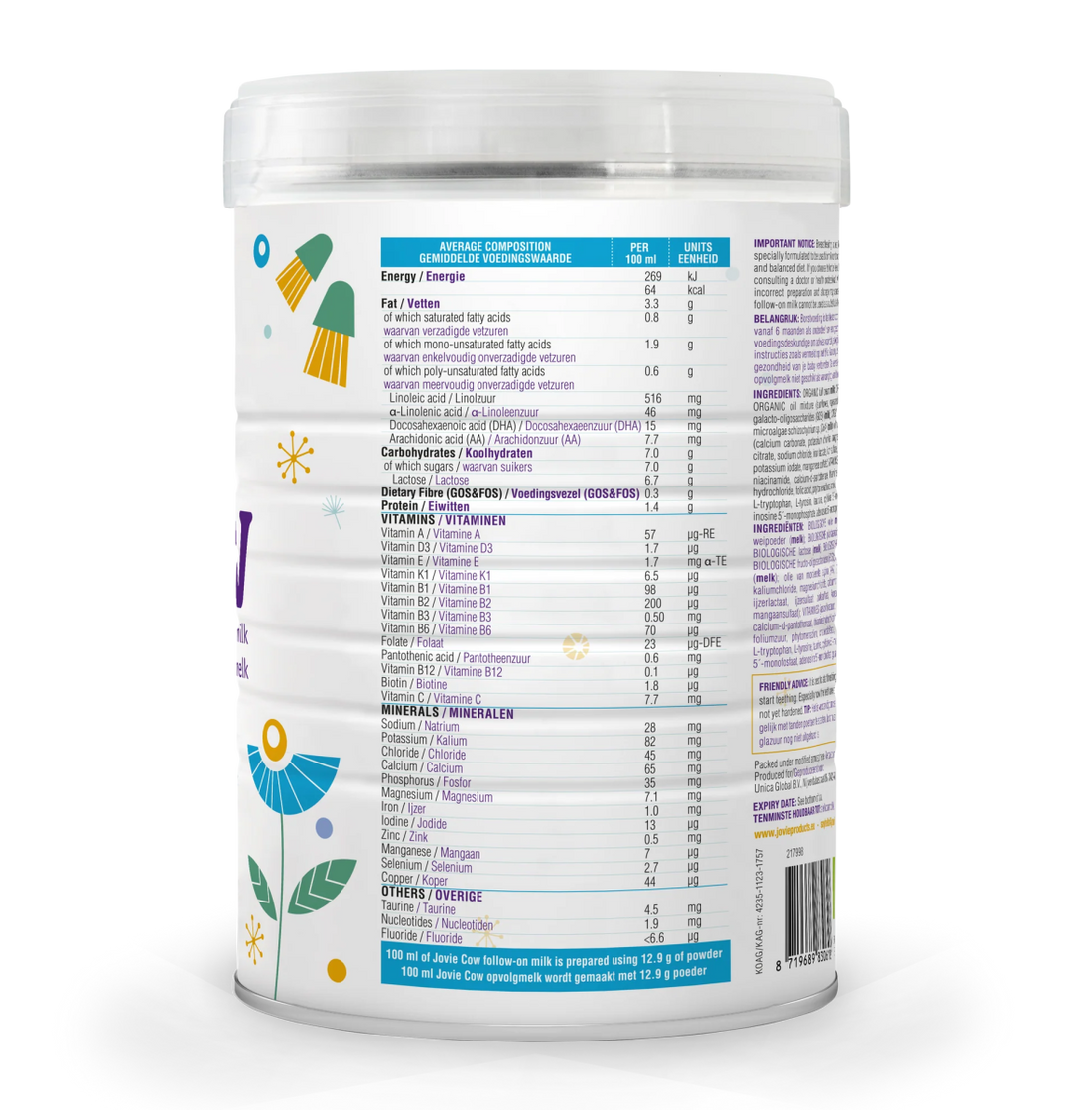 Jovie Organic Cow Milk Formula Stage 2 (800g) - Formuland