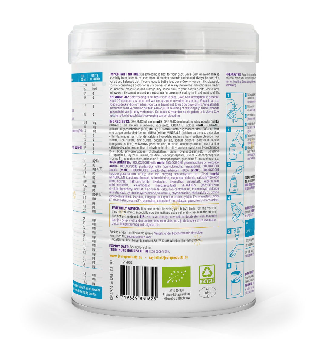 Jovie Organic Cow Milk Formula Stage 3 (800g) - Formuland