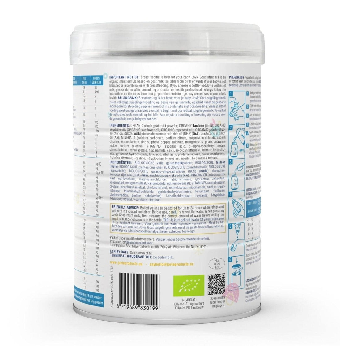 Jovie Goat Milk Formula Stage 1 (800g) - Formuland