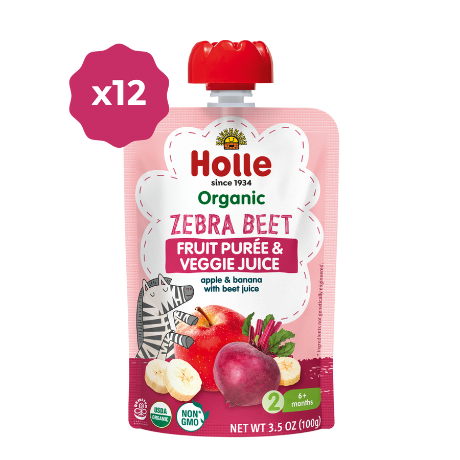 Holle Baby Food Pouches - Organic Fruit & Veggie Puree - Zebra Beet (USA Version)