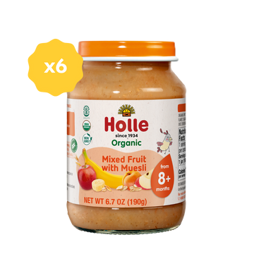 Holle Baby Food Jars - Mixed Fruit with Muesli - 6 Jars (USA Version)