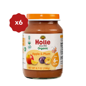 Holle Baby Food Jars - Apple & Plum - 6 Jars (USA Version)