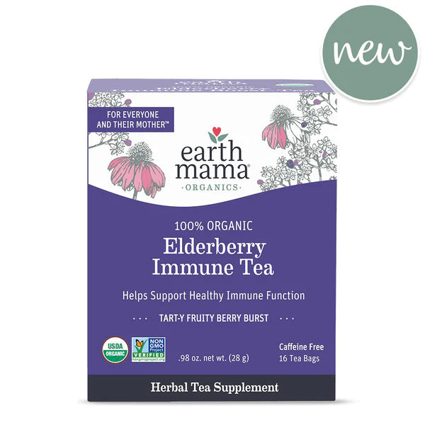 Earth Mama Organic Elderberry Immune Tea - 16 Tea Bags of Wellness