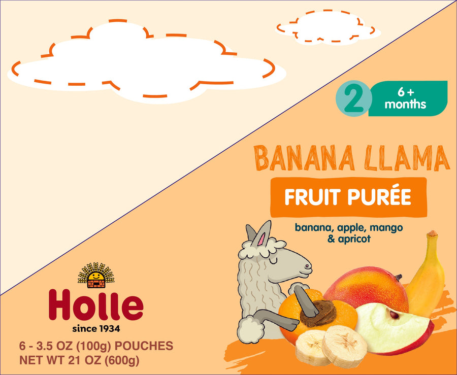 Holle Baby Food Pouches - Organic Fruit Puree - Banana Llama (USA Version)