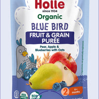 Holle Baby Food Pouches - Organic Fruit & Grain Puree - Blue Bird (USA Version)