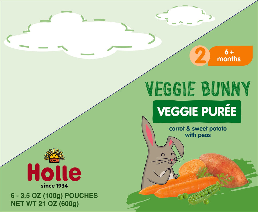 Holle Baby Food Pouches - Organic Veggie Puree - Veggie Bunny (USA Version)
