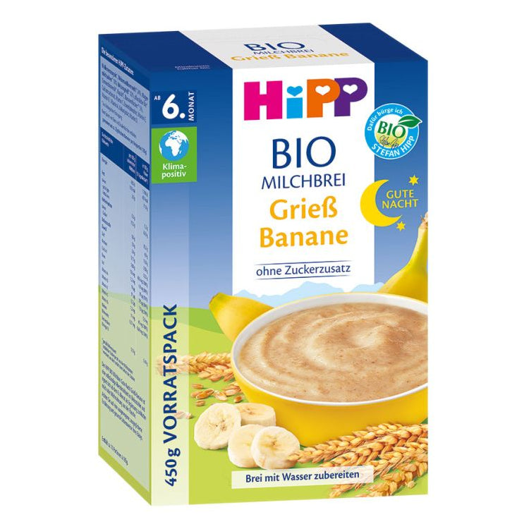 Hipp Good Night Organic Milk Porridge Semolina Banana from 6 Months (450g)