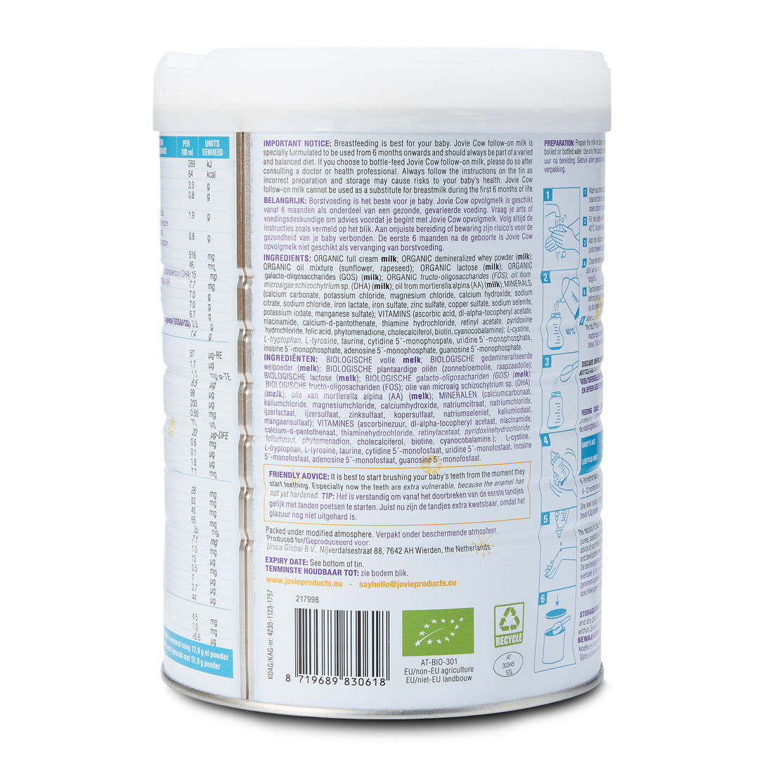 Jovie Organic Cow Milk Formula Stage 2 (800g)