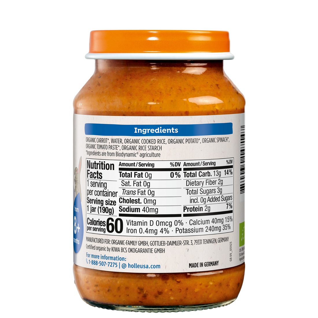 Holle Baby Food Jars - Veggie Risotto - 6 Jars (USA Version)