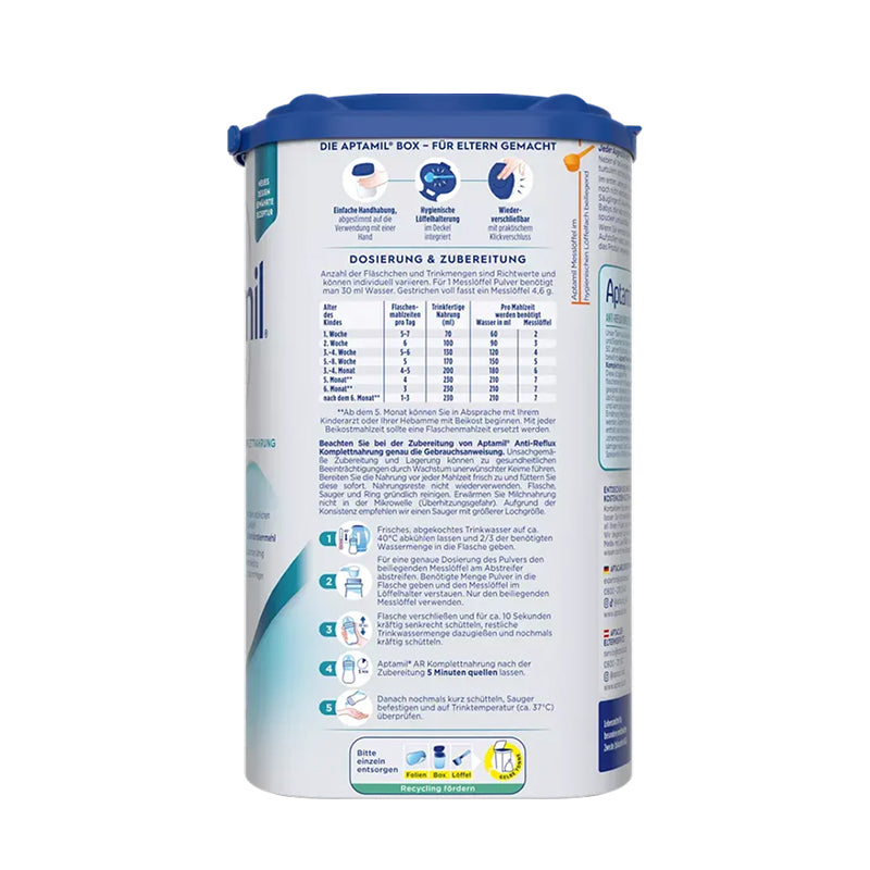 Aptamil Anti-Reflux 800g preparation and feeding instructions