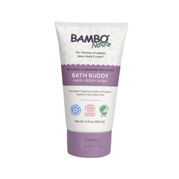 Bambo Nature Bath Buddy Baby Hair & Body Wash 5 fl oz – gentle, fragrance-free wash for sensitive skin, ECOCERT certified and safe for newborns, toddlers, and family use.