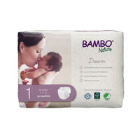 Bambo Nature Dream Diapers Size 1 Newborn (4–9 lbs) – eco-friendly, ultra-soft, dermatologically tested diapers for sensitive skin.