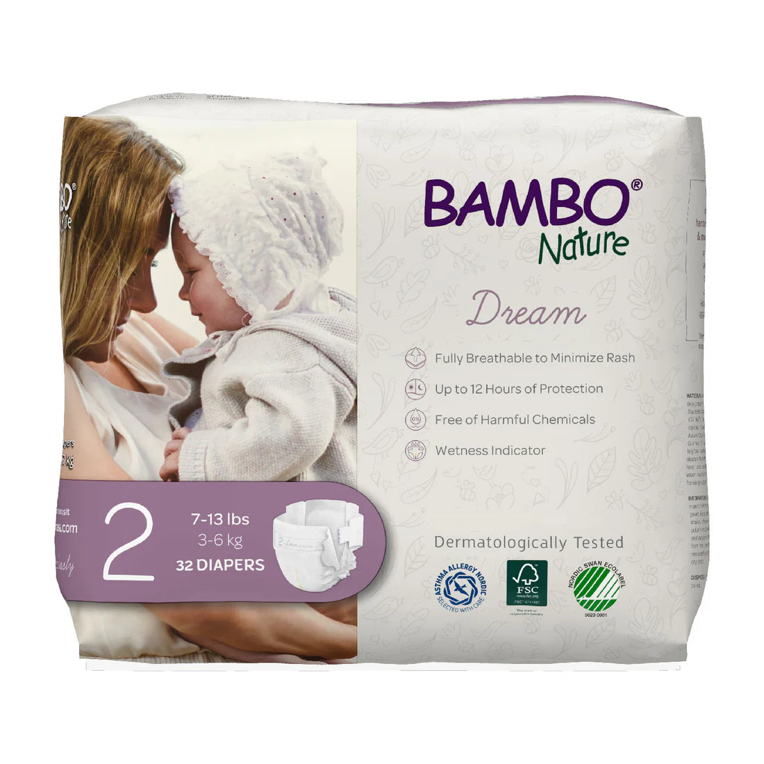 Bambo Nature Dream Diapers Size 2 hypoallergenic baby diapers with reliable leak protection