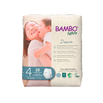 Bambo Nature Dream Training Pants Size 4 (15-26 lb) – bag of 22 eco-friendly, skin-safe pull-on training pants