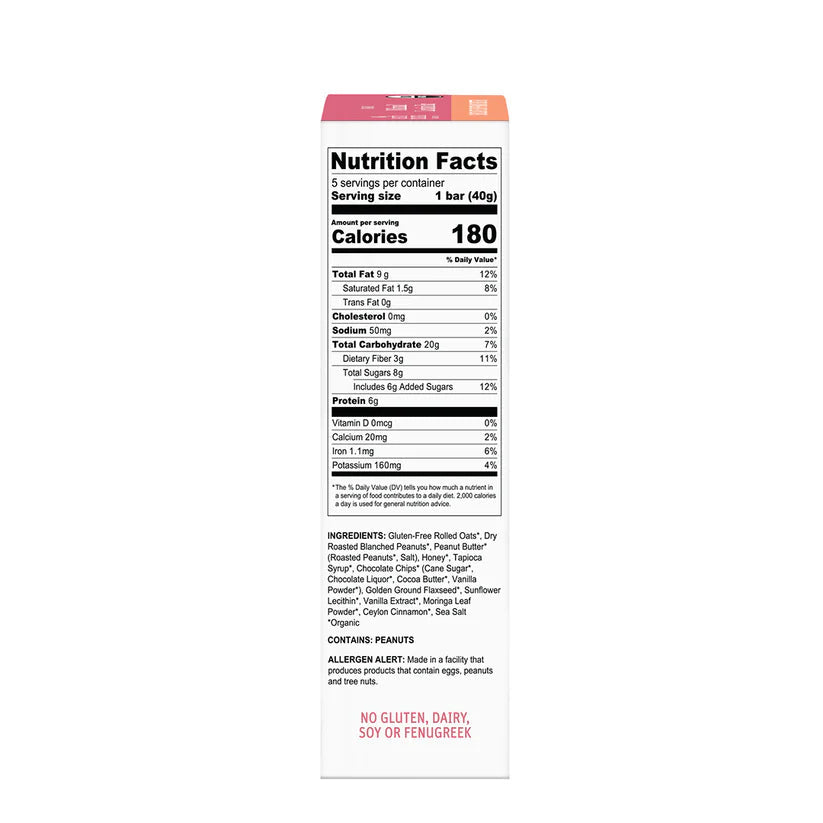 Earth Mama Organic Milkmaid Lactation Bars (Chocolate Chip Peanut Butter, 5ct) – Breastfeeding Snack Support - Formuland