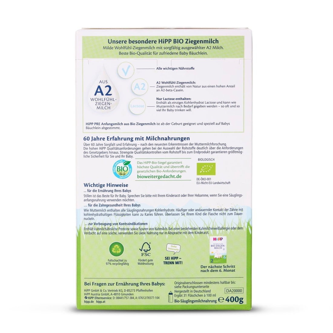 HiPP German Goat Formula Stage PRE (400g) - Formuland