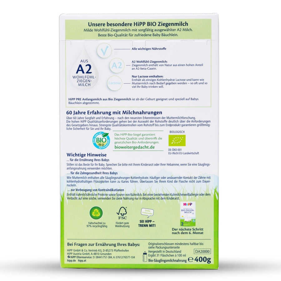 HiPP German Goat Formula Stage PRE (400g) - Formuland