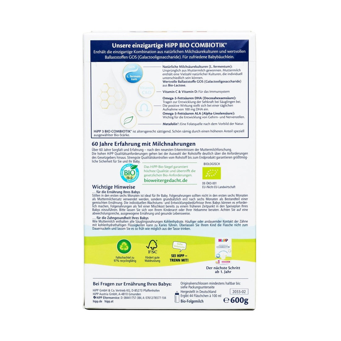 HiPP German Stage 3 Organic Combiotik Formula from 10+ Months (600g) - Formuland