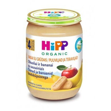 HiPP Organic Apple and Banana with Biscuits Puree – 6 Pack (From 4 Months) - Formuland