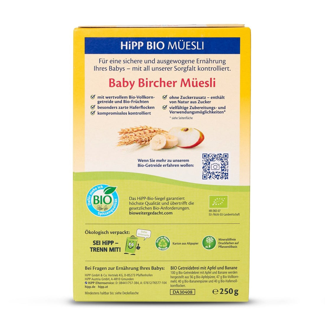 HiPP Organic Baby Bircher Muesli From 6 Months (250g) - Formuland