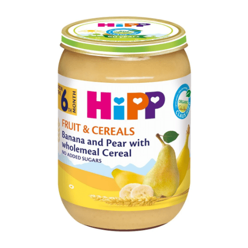 HiPP Organic Banana and Pear with Wholemeal Cereal Puree – 6 Pack (From 6 Months) - Formuland