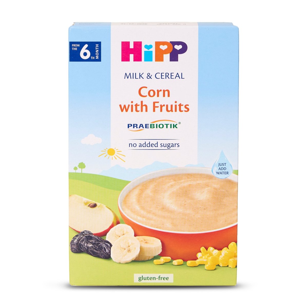 HiPP Organic Corn with Fruits Milk & Cereal from 6 months (250g) GWP