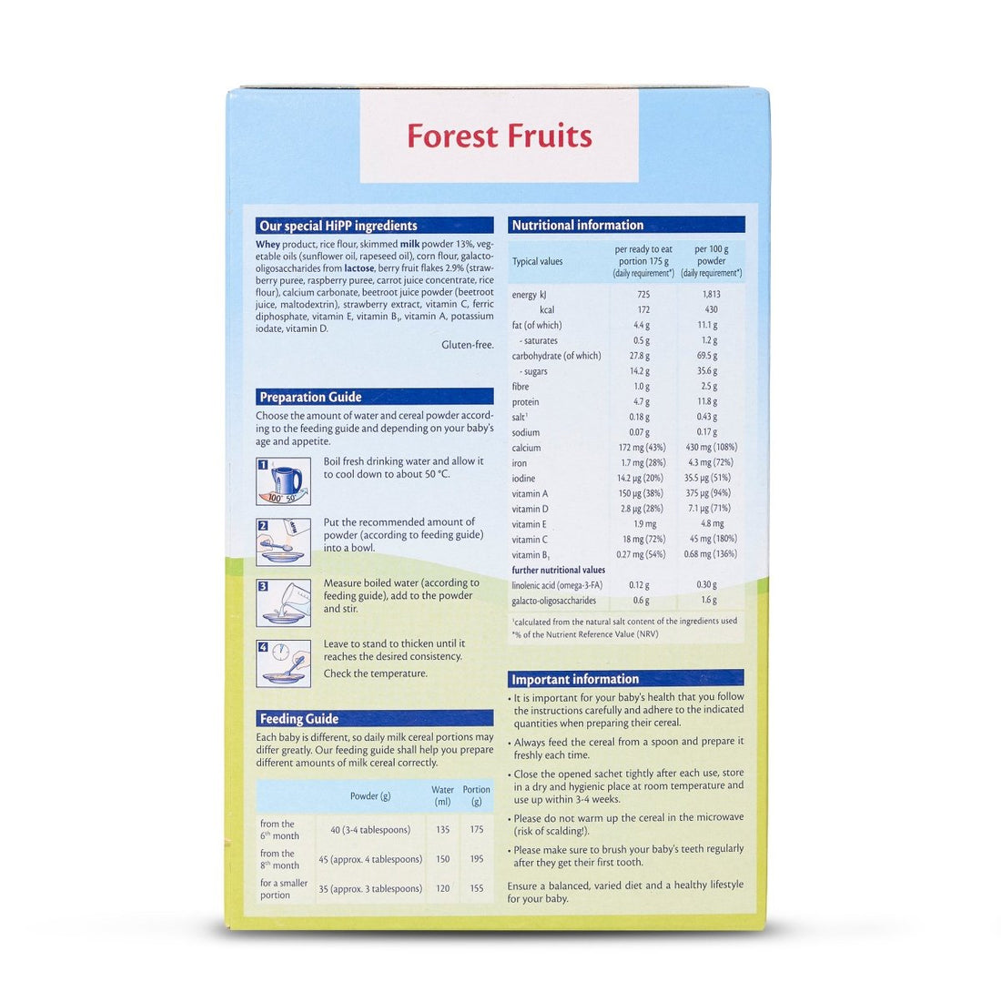 HiPP Organic Forest Fruits Milk & Cereal from 6 months (250g) - Formuland