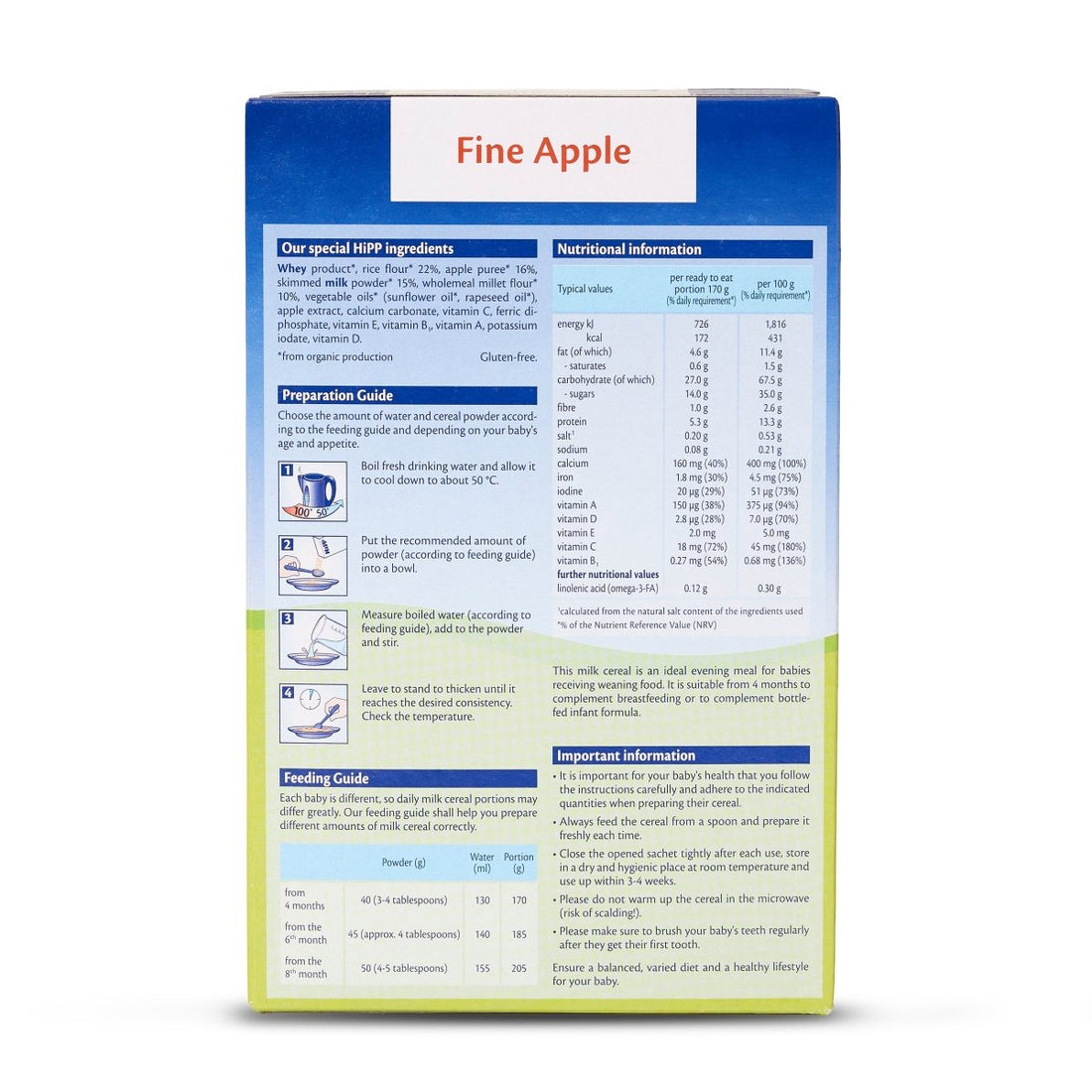 HiPP Organic Good Night Milk & Cereal - Fine Apple from 4 months (250g) - Formuland