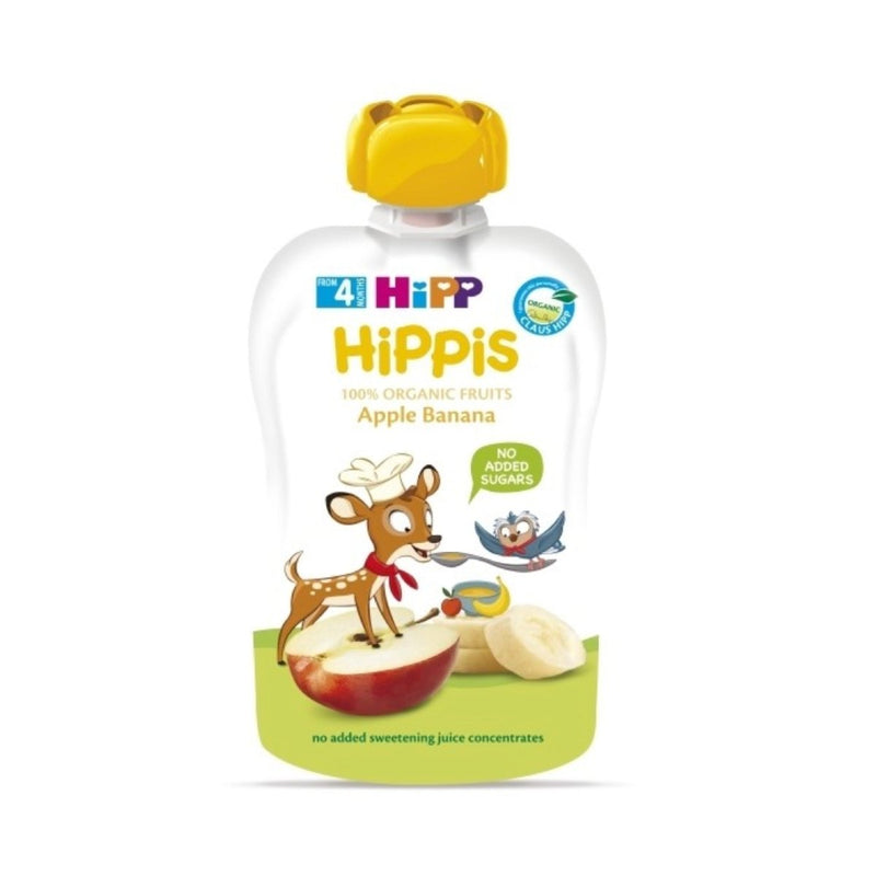HiPP Organic Hippis Apple & Banana Puree – 6 Pack (From 4 Months) - Formuland