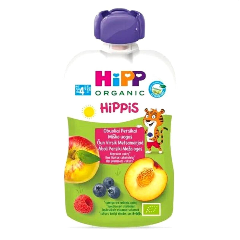 HiPP Organic Hippis Wild Berries in Apple Peach Puree – 6 Pack (From 4 Months) - Formuland