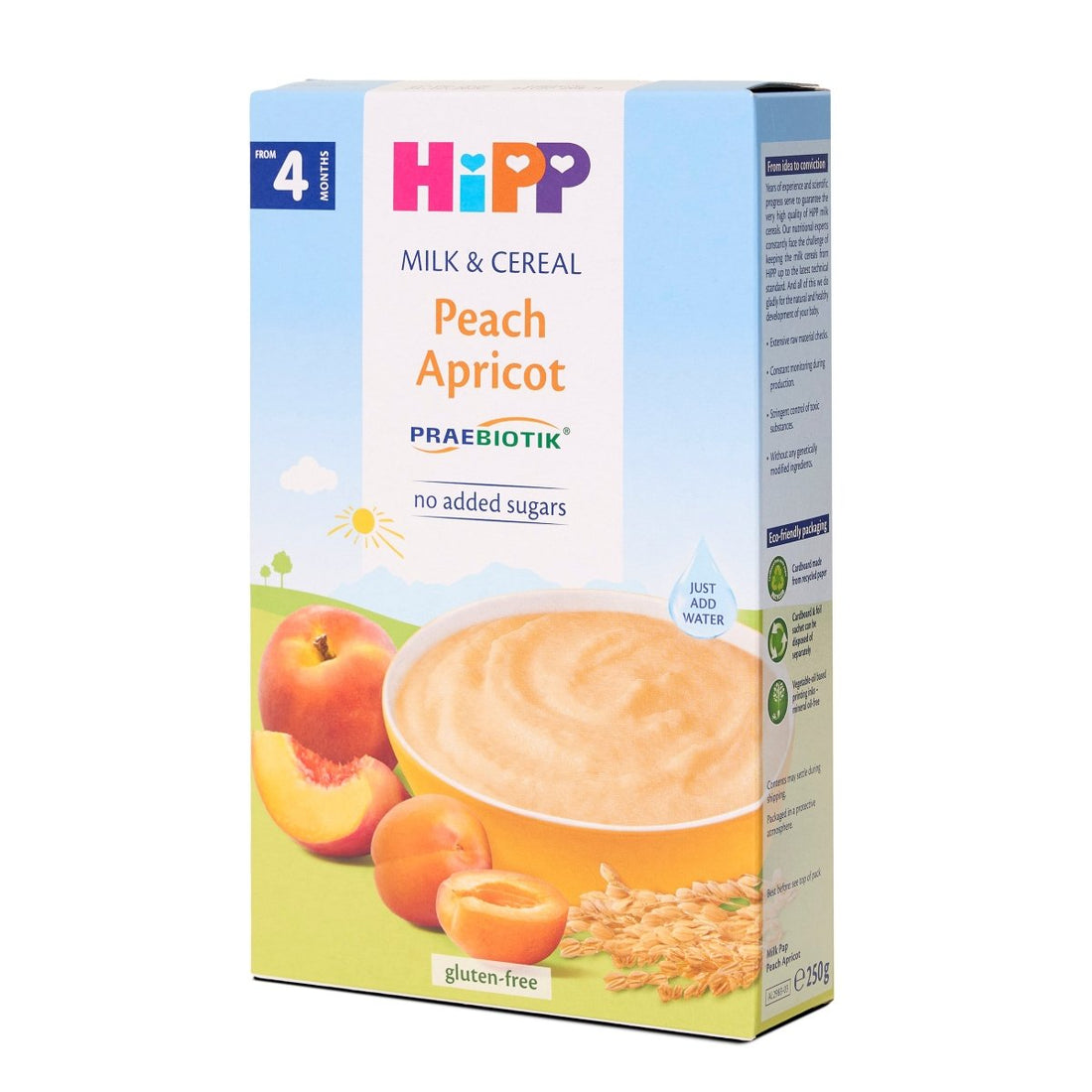 HiPP Peach Apricot Milk & Cereal from 4 months (250g) - Formuland
