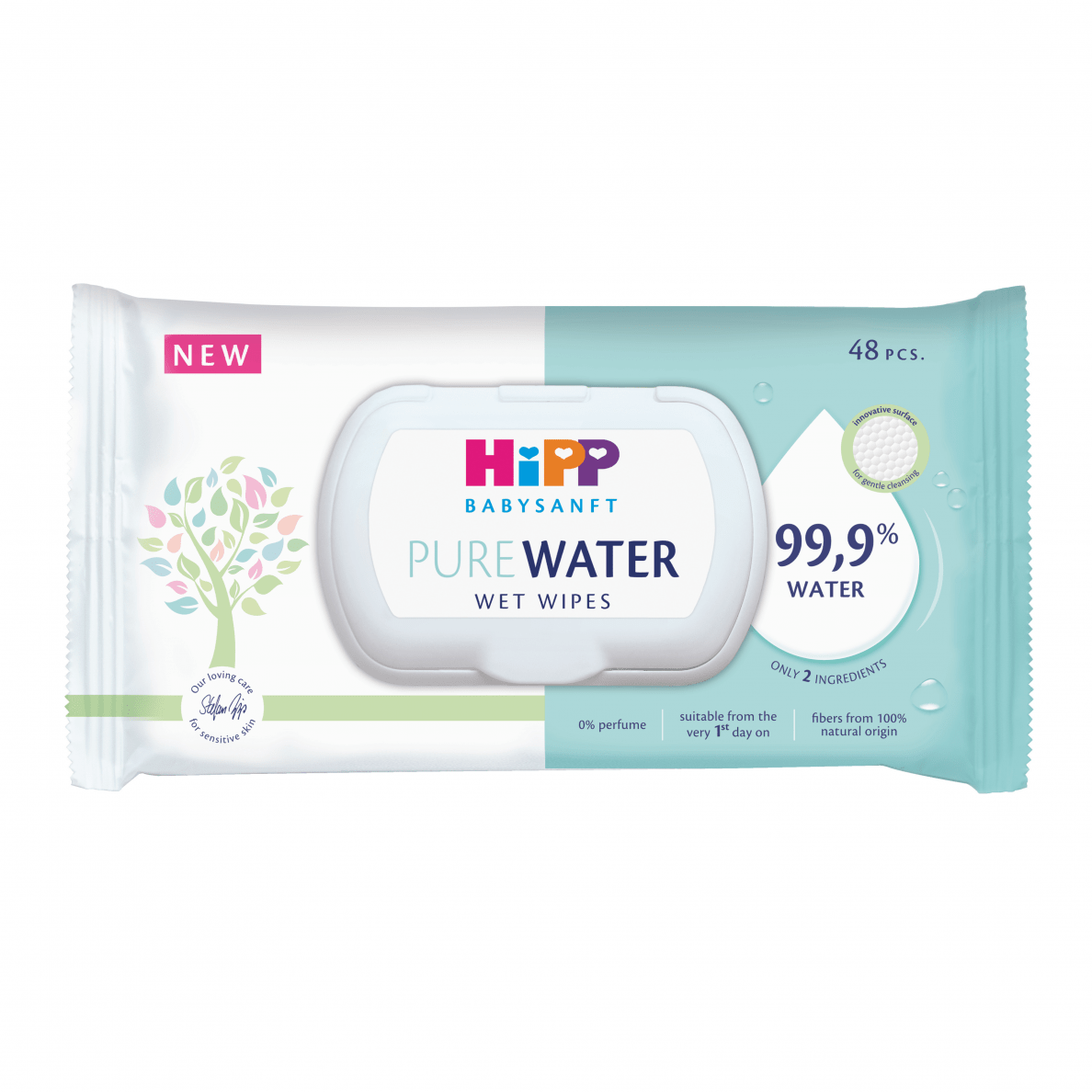 HiPP Soft & Pur Baby Wipes (48 Wipes) | 99.9% Water, Fragrance-Free - Formuland