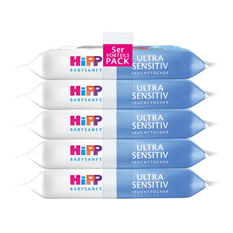 HiPP Ultra Sensitive Baby Wipes (5 x 48, 240 Wipes) | 99% Water & Fragrance-Free - Formuland