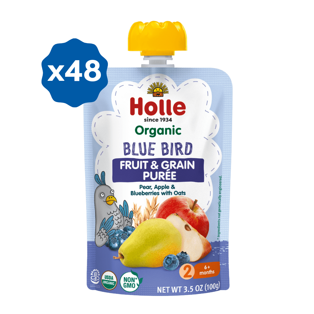 Holle Baby Food Pouches - Organic Fruit & Grain Puree - Blue Bird (USA Version) - Formuland