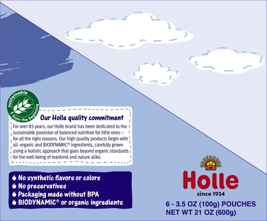Holle Baby Food Pouches - Organic Fruit & Grain Puree - Blue Bird (USA Version) - Formuland