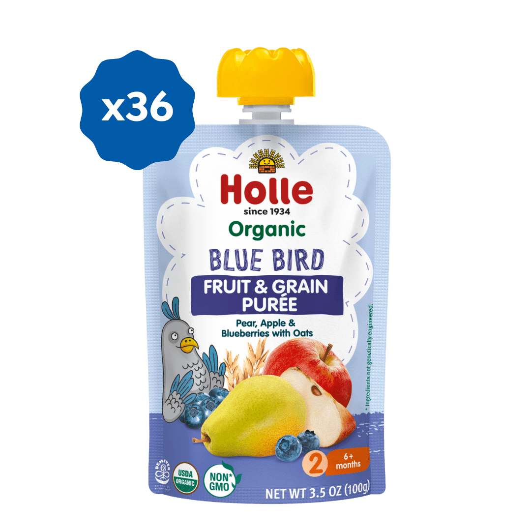Holle Baby Food Pouches - Organic Fruit & Grain Puree - Blue Bird (USA Version) - Formuland