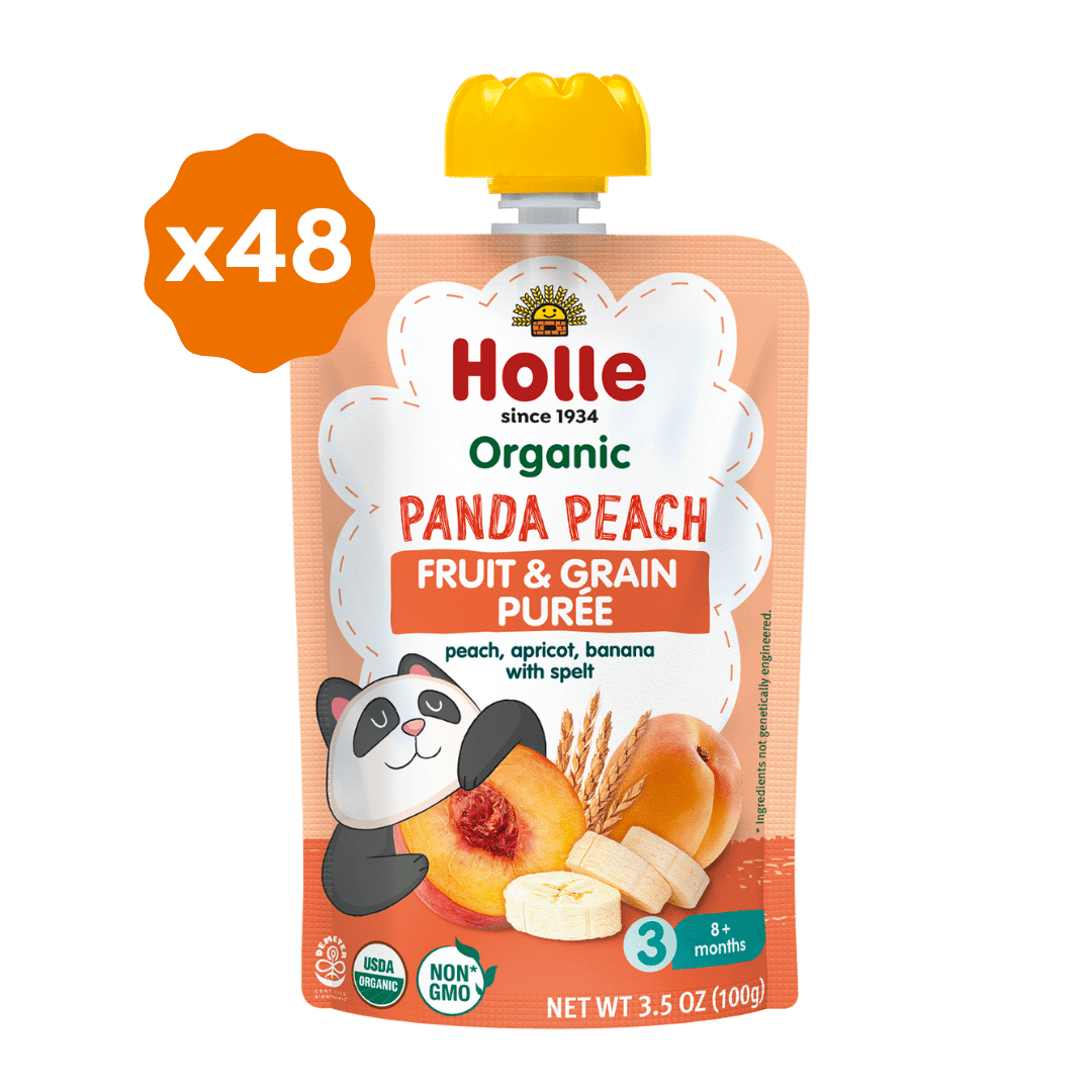 Holle Baby Food Pouches - Organic Fruit & Grain Puree - Panda Peach (USA Version) - Formuland
