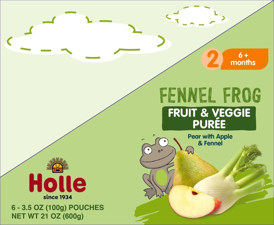 Holle Baby Food Pouches - Organic Fruit & Veggie Puree - Fennel Frog (USA Version) - Formuland