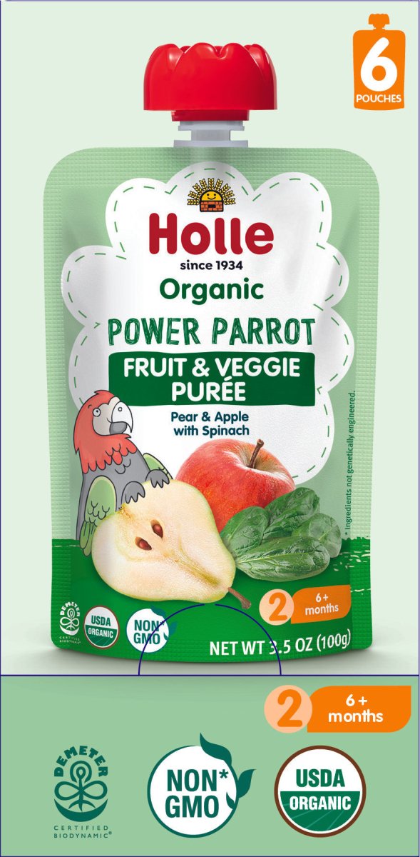Holle Baby Food Pouches - Organic Fruit & Veggie Puree - Power Parrot (USA Version) - Formuland