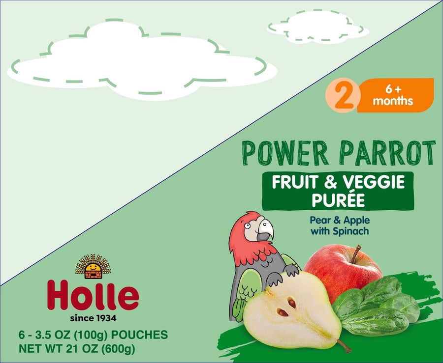 Holle Baby Food Pouches - Organic Fruit & Veggie Puree - Power Parrot (USA Version) - Formuland