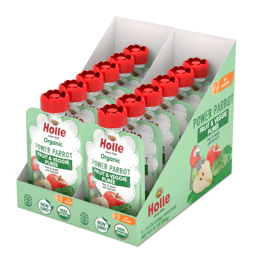 Holle Baby Food Pouches - Organic Fruit & Veggie Puree - Power Parrot (USA Version) - Formuland